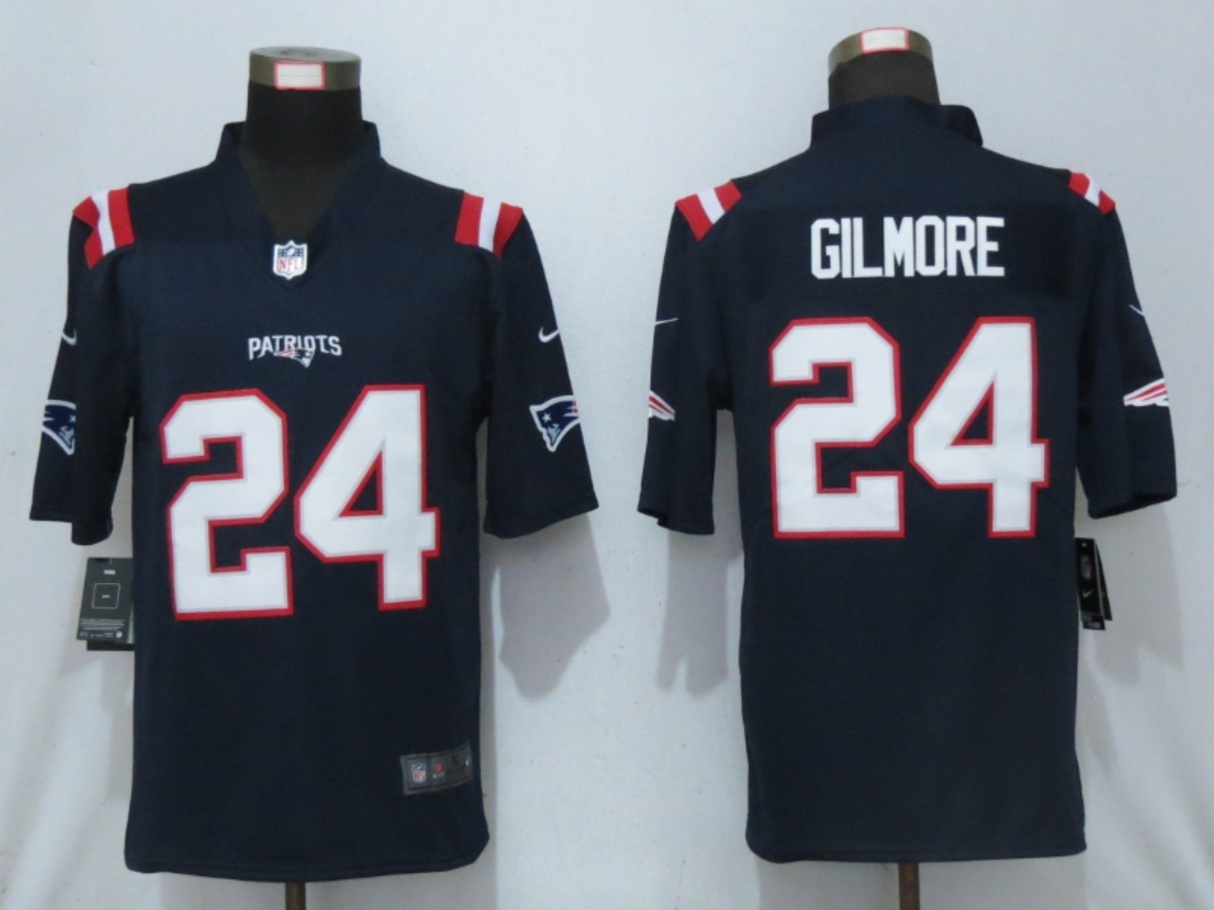 Men New England Patriots 24 Gilmore Blue 2020 Vapor Untouchable Limited Playe Nike NFL Jerseys